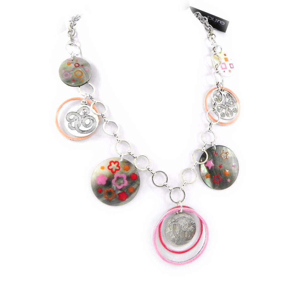 Collier Créateur \'Bora Bora\' rouge rose - [H2375]