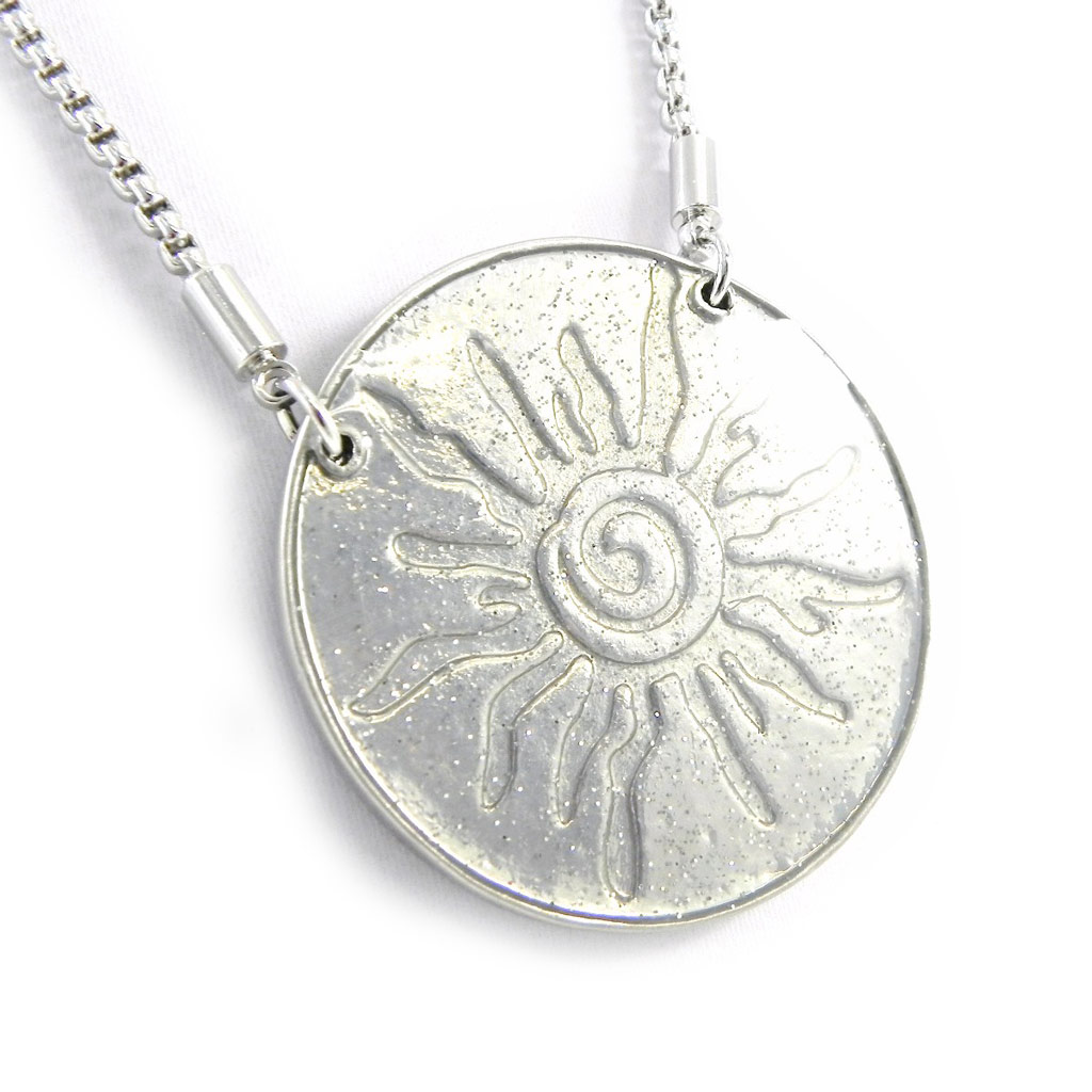 Collier Créateur \'Les Acidulés\' gris argenté double face - [H2404]