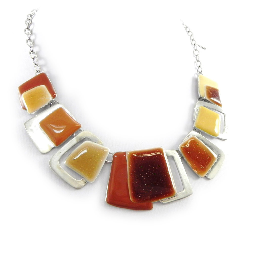 Collier Créateur \'Coloriage\' marron - [H2433]