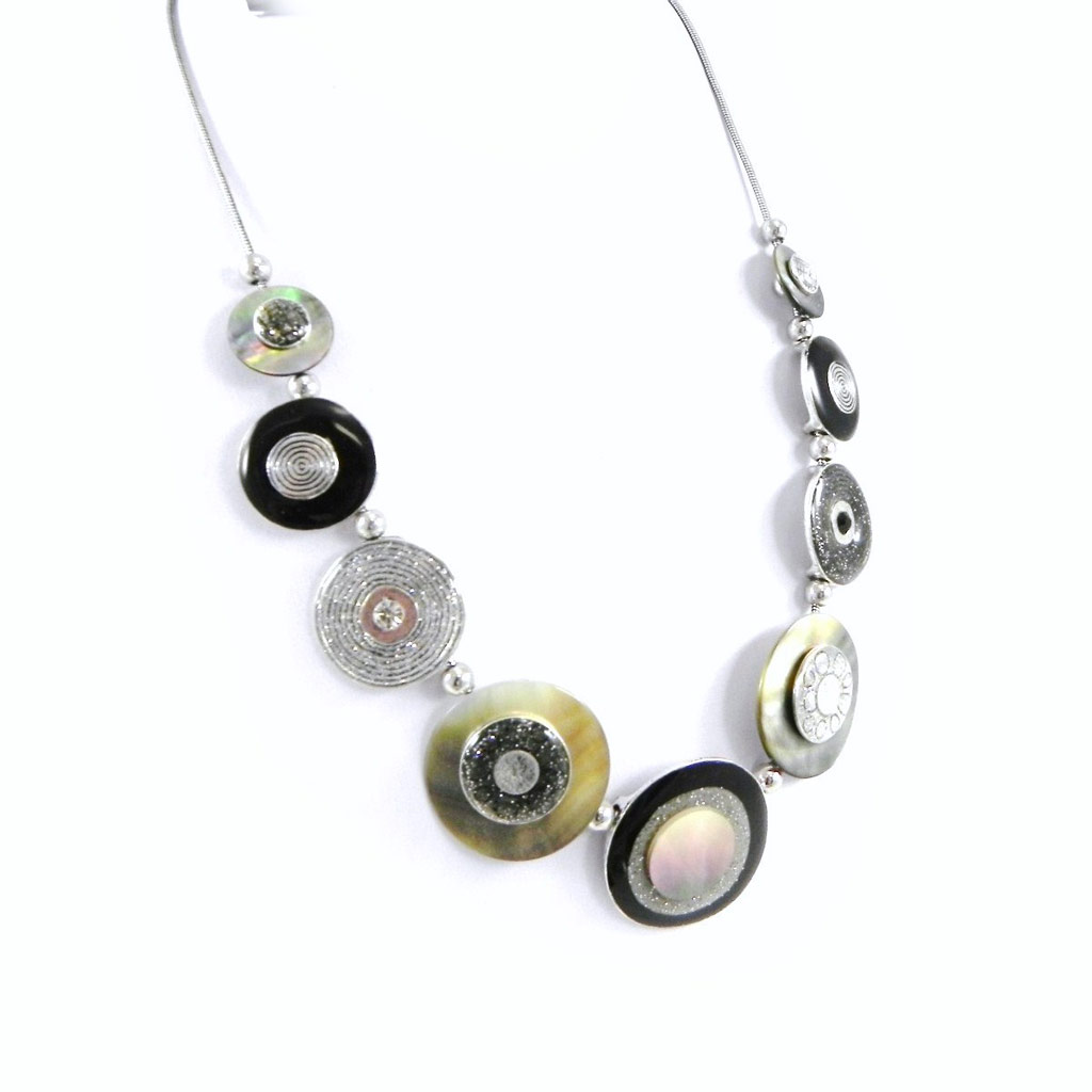Collier Créateur \'Bora Bora\' noir gris - [H2438]