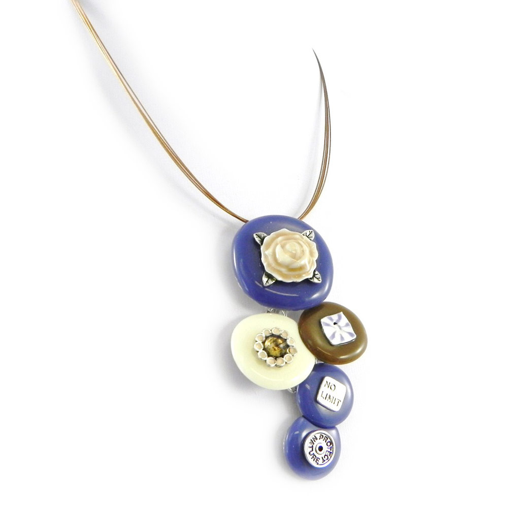 Collier Créateur \'Liberty\' bleu marron - [H3510]