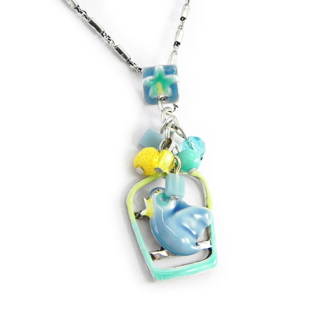 Collier Créateur \'Rossignol\' bleu - [H3516]