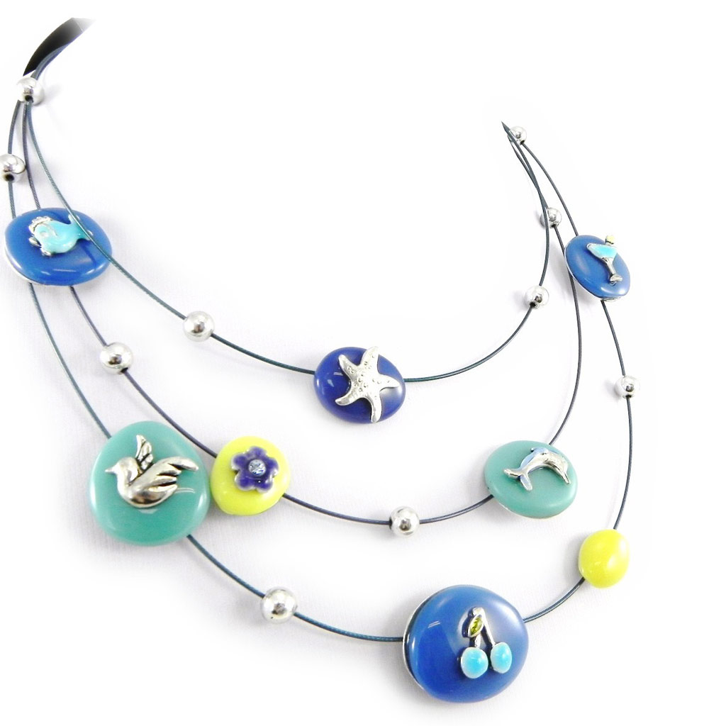 Collier Créateur \'Liberty\' bleu - [H4413]