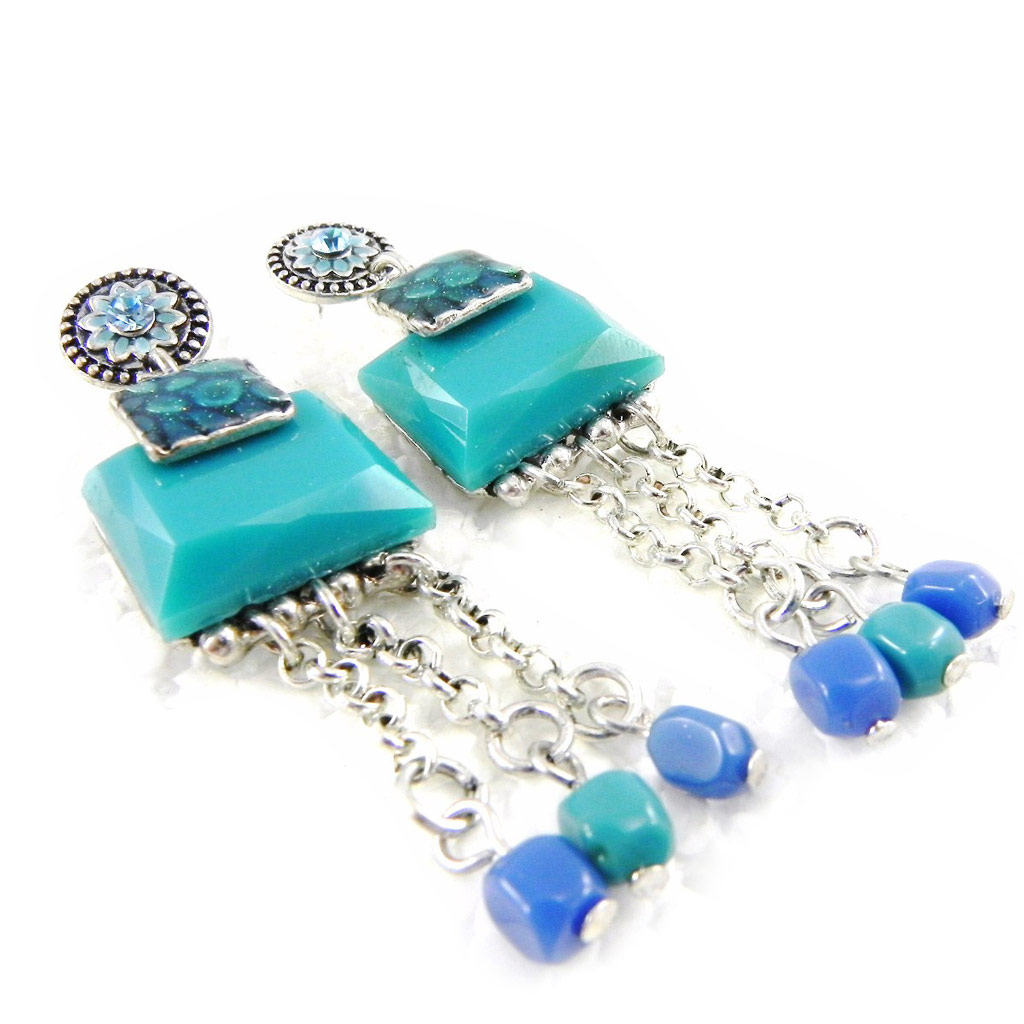 Boucles Créateur \'Anamaya\' turquoise - [H4481]