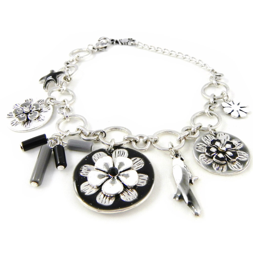 Bracelet Créateur \'Vahiné\' noir blanc - [H4743]