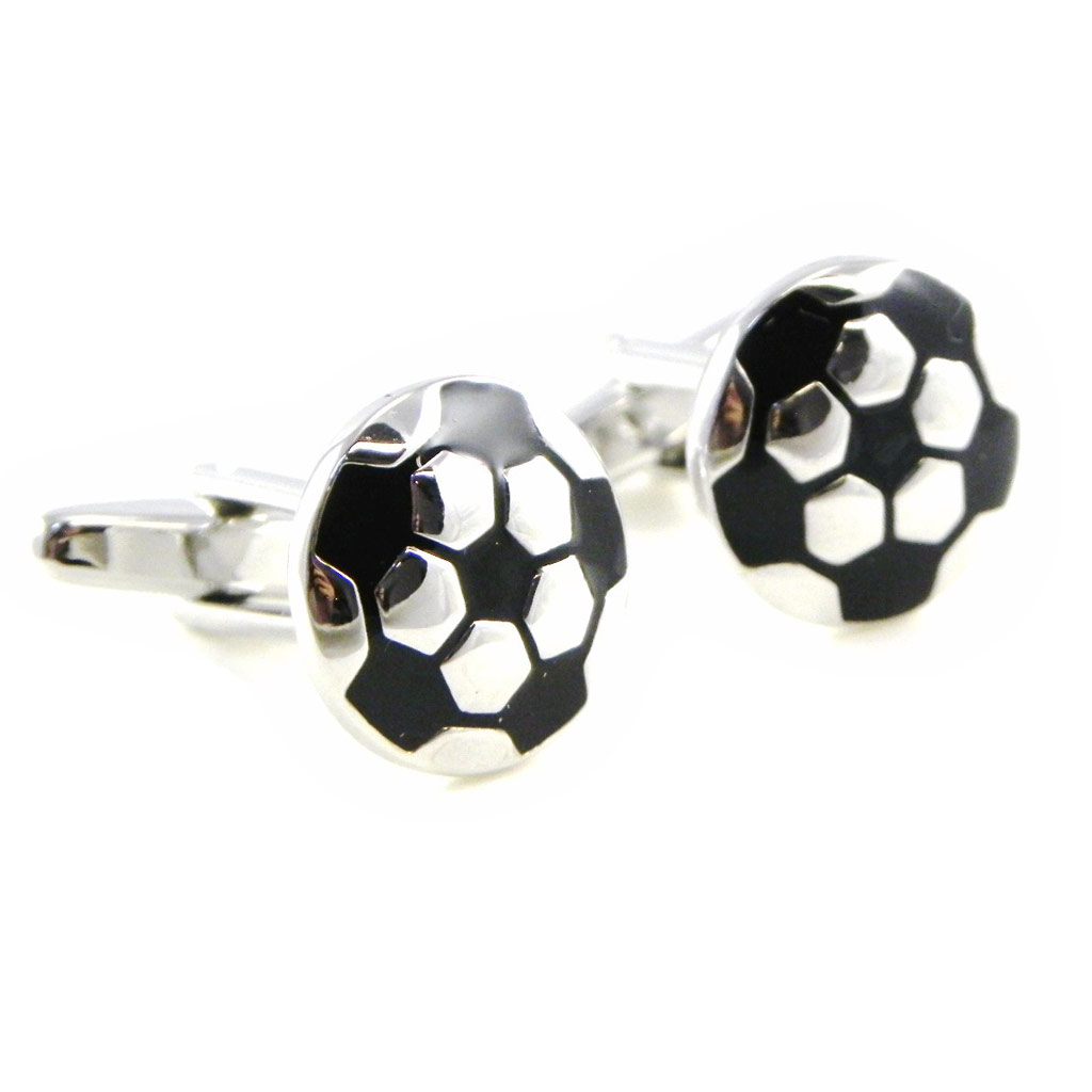 Boutons de Manchettes \'Football\' noir  - [H6480]