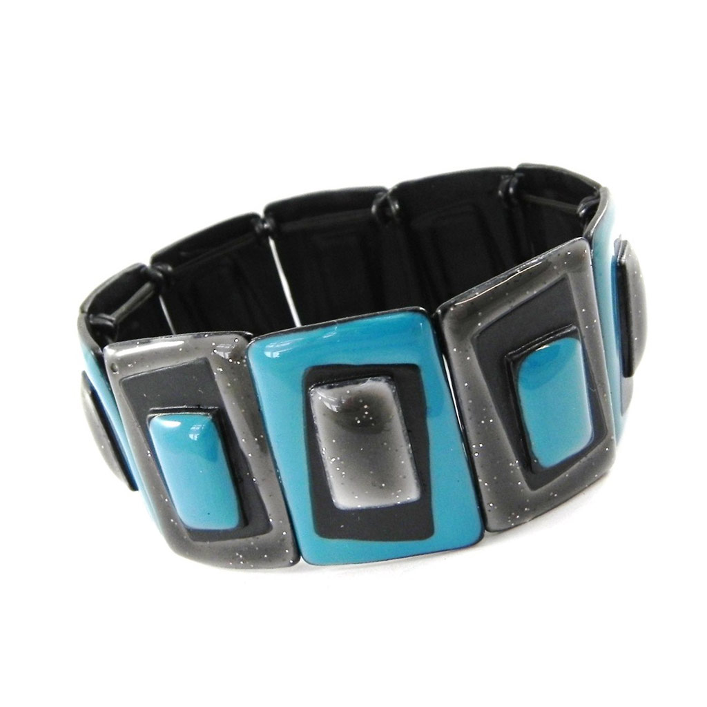 Bracelet Créateur \'Nora\' turquoise gris - [H8347]