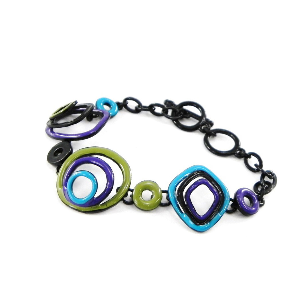 Bracelet Créateur \'Coloriage\' bleu vert - [H8367]