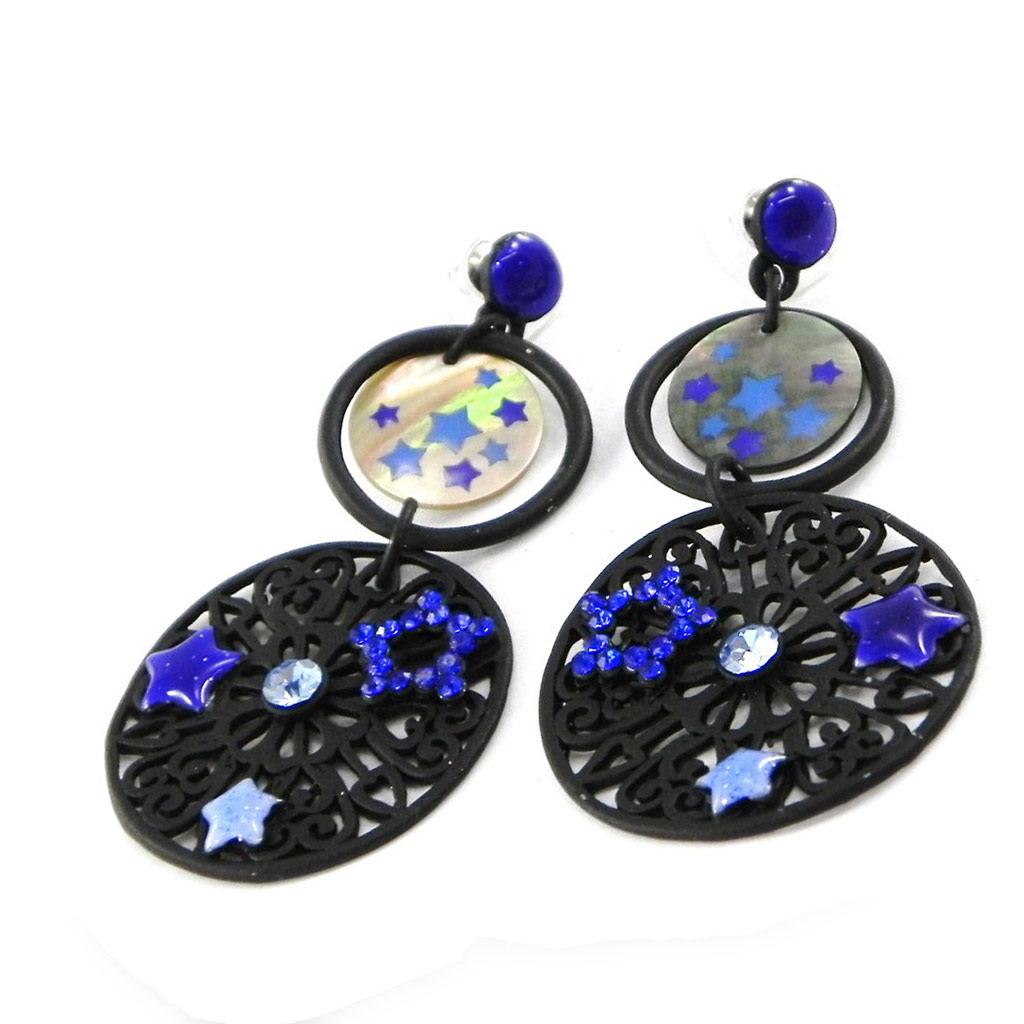 Boucles Créateur \'Carmen\' bleu - [H8384]