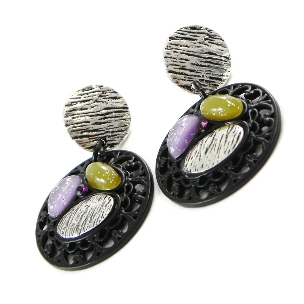 Boucles Créateur \'Carmen\' violet vert - [H8727]