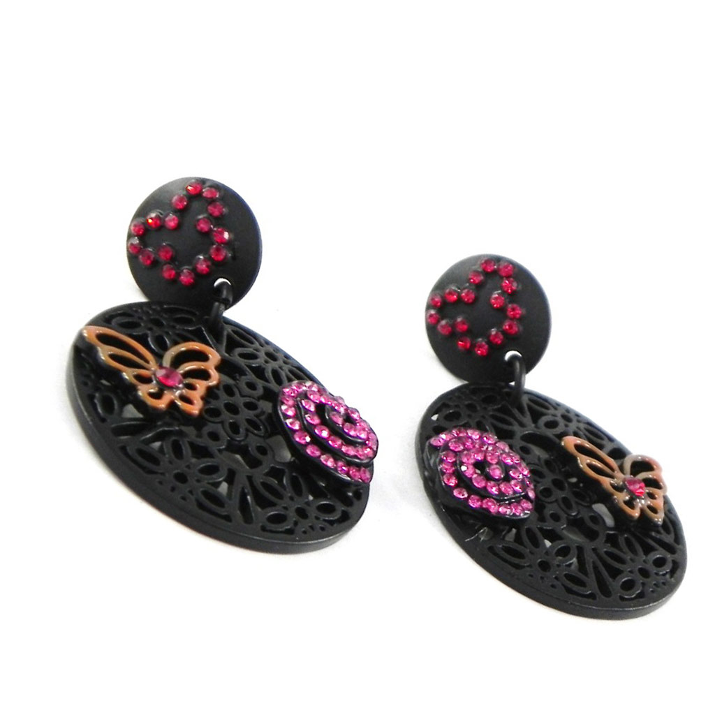 Boucles Créateur \'Carmen\' rouge rose - [H8881]