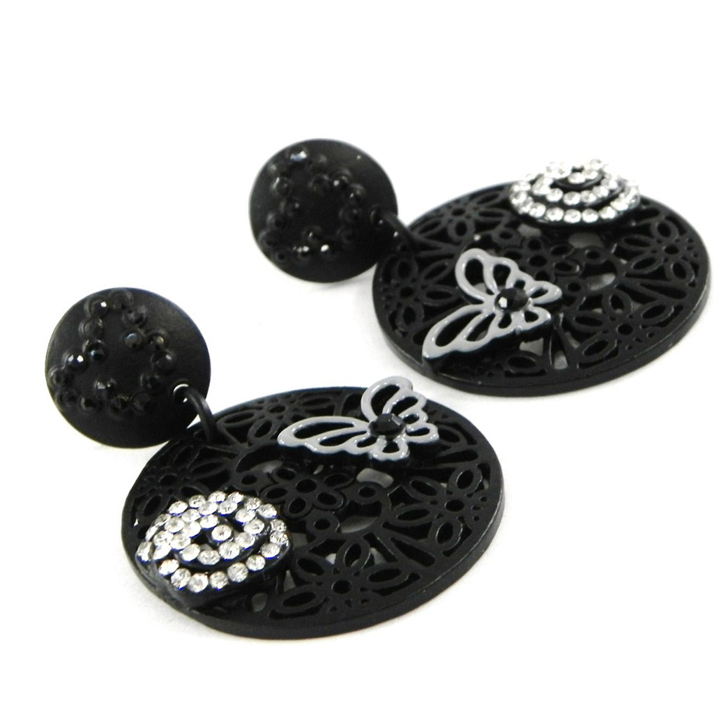 Boucles Créateur \'Carmen\' noir blanc - [H8883]