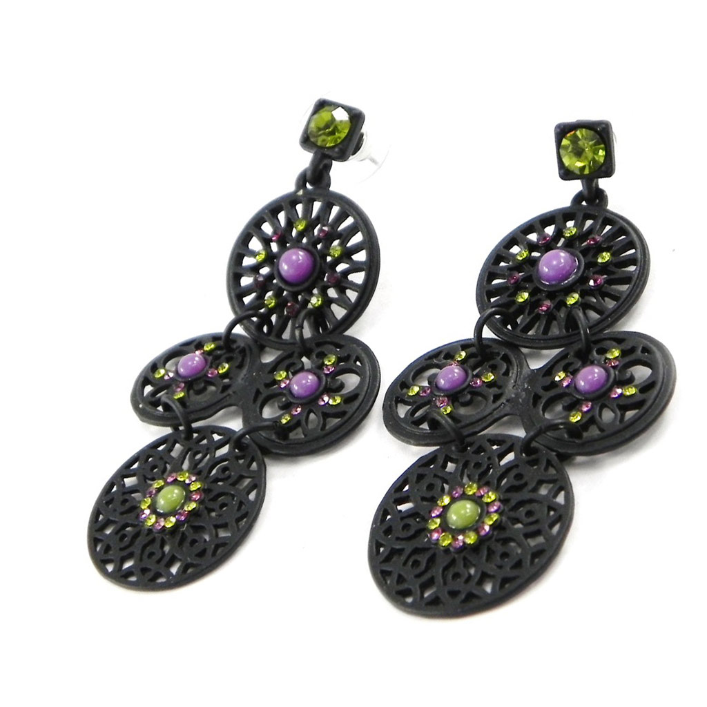 Boucles Créateur \'Carmen\' violet vert - [H8936]
