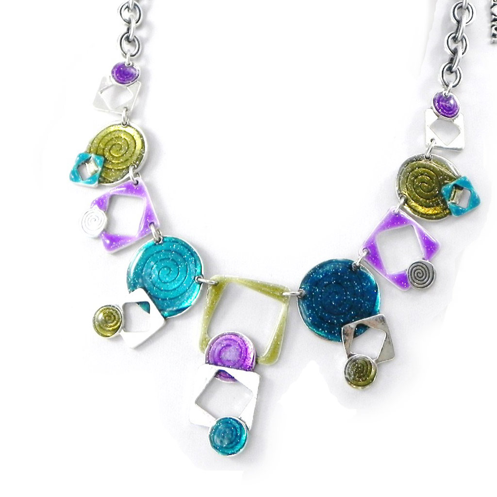 Collier Créateur \'Les Acidulés\' vert violet - [H8965]