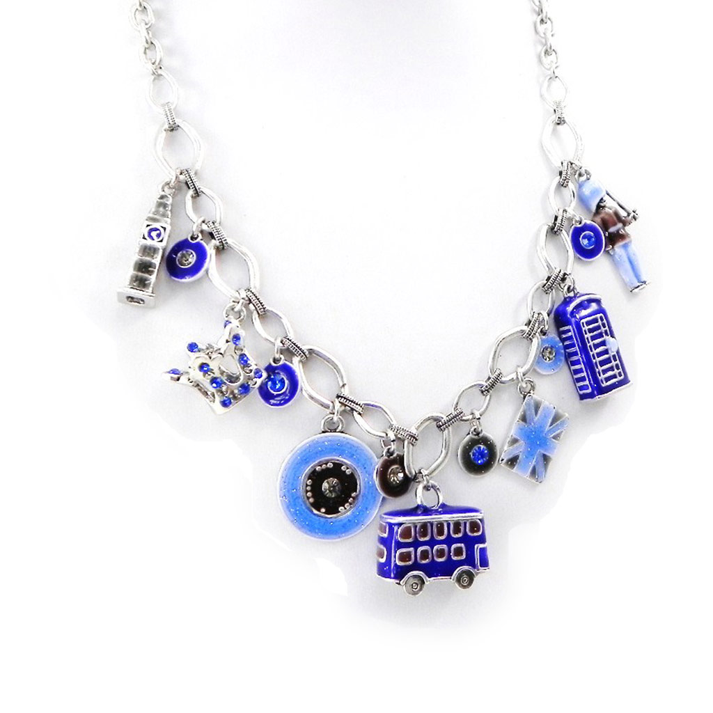 Collier Créateur \'So British\' bleu - [H8986]
