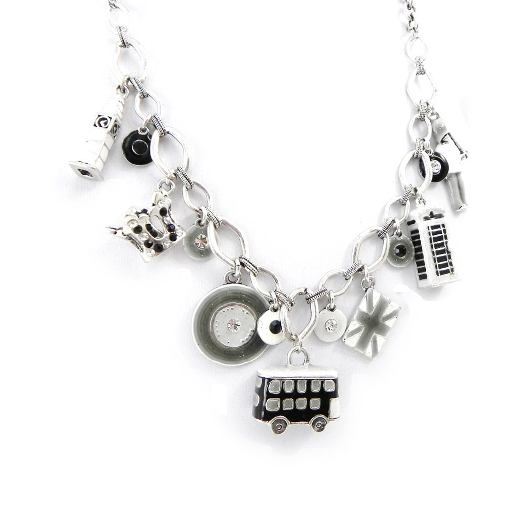 Collier Créateur \'So British\' noir gris - [H8987]
