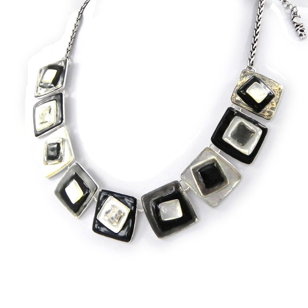 Collier Créateur \'Les Acidulés\' noir gris - [H8998]