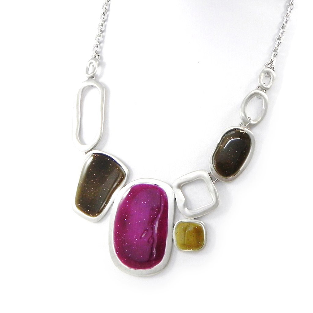 Collier Créateur \'Coloriage\' vert violet - [H9061]