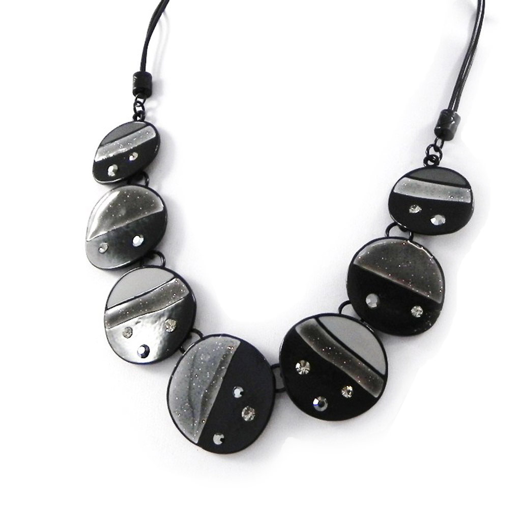 Collier Créateur \'Nora\' gris noir - [H9079]