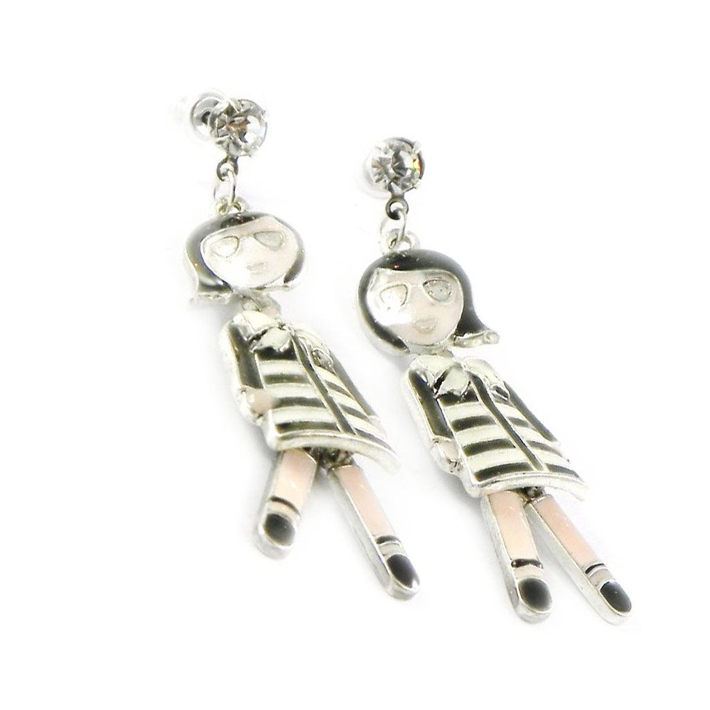 Boucles Créateur \'Mangas\' gris blanc - [H9794]
