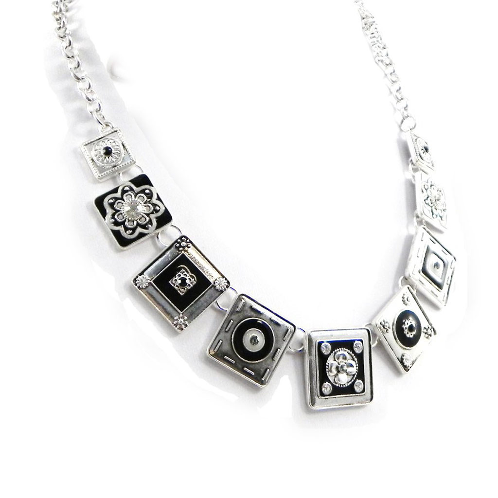 Collier Créateur \'Esmeralda\' noir gris - [H9853]