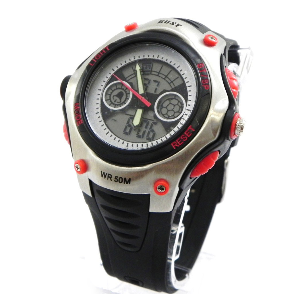 Montre Sport \'Busy\' rouge noir - [I1058]