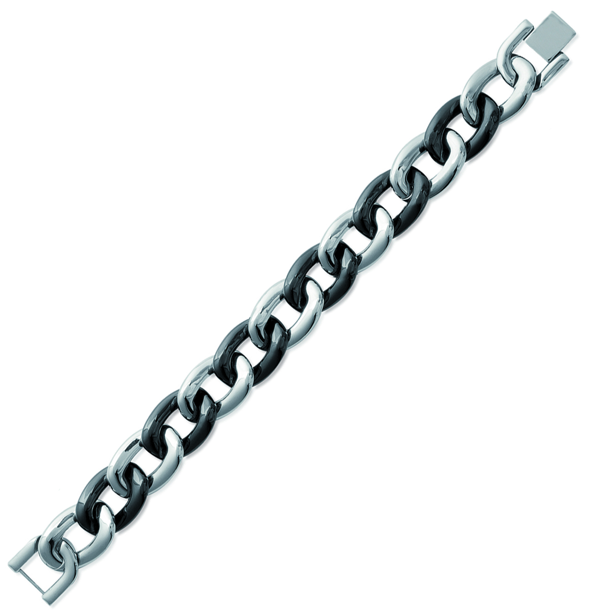 Bracelet Acier \'Chorégraphie\' noir argenté (céramique) - 18 cm 10 mm - [I1129]