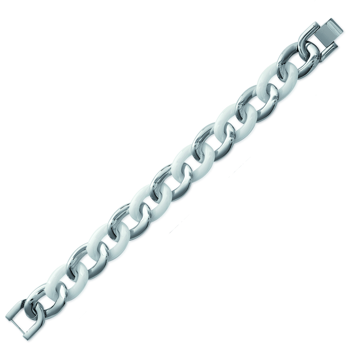 Bracelet Acier \'Chorégraphie\' blanc argenté (céramique) - 18 cm 1 cm - [I1130]