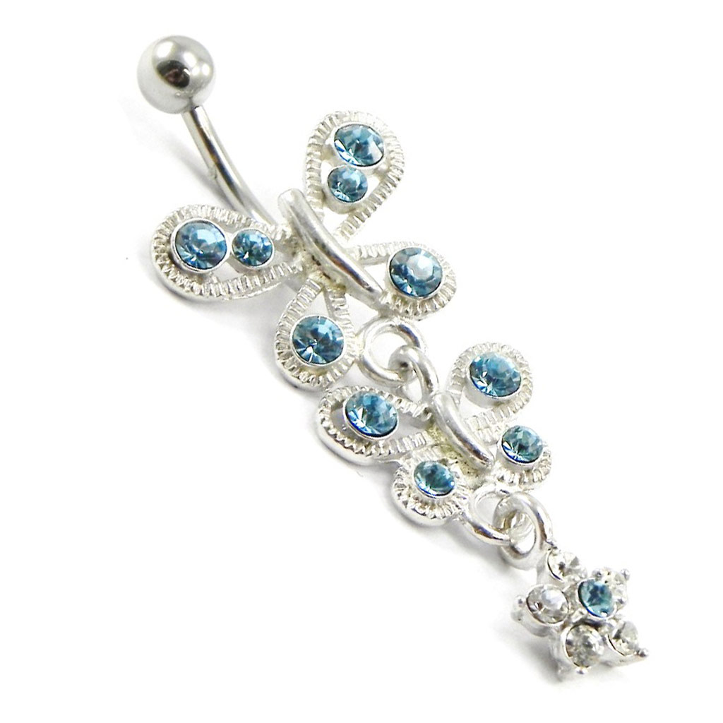 Body Piercing \'Papillons\' turquoise - [I1351]
