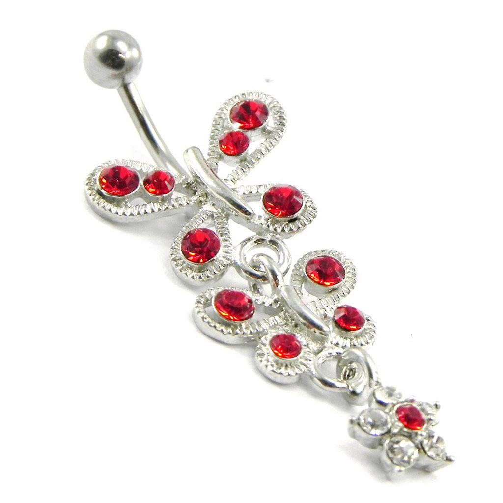 Body Piercing \'Papillons\' rouge - [I1352]