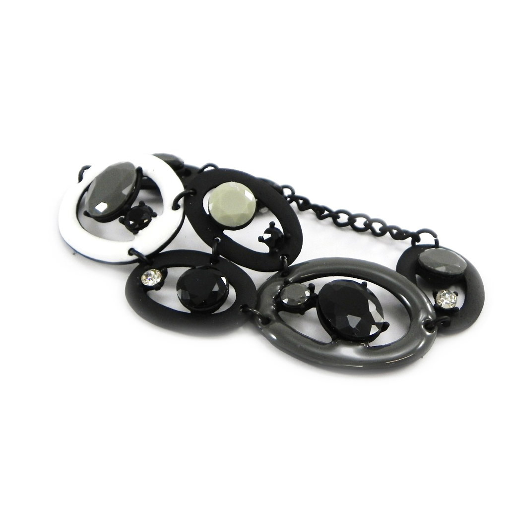 Bracelet Créateur \'Mélusine\' noir blanc - [I1489]
