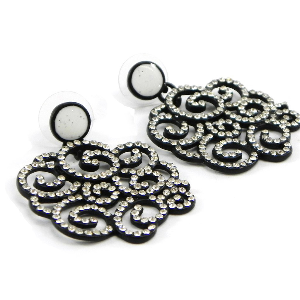 Boucles Créateur \'Sissi\' gris blanc - [I1496]
