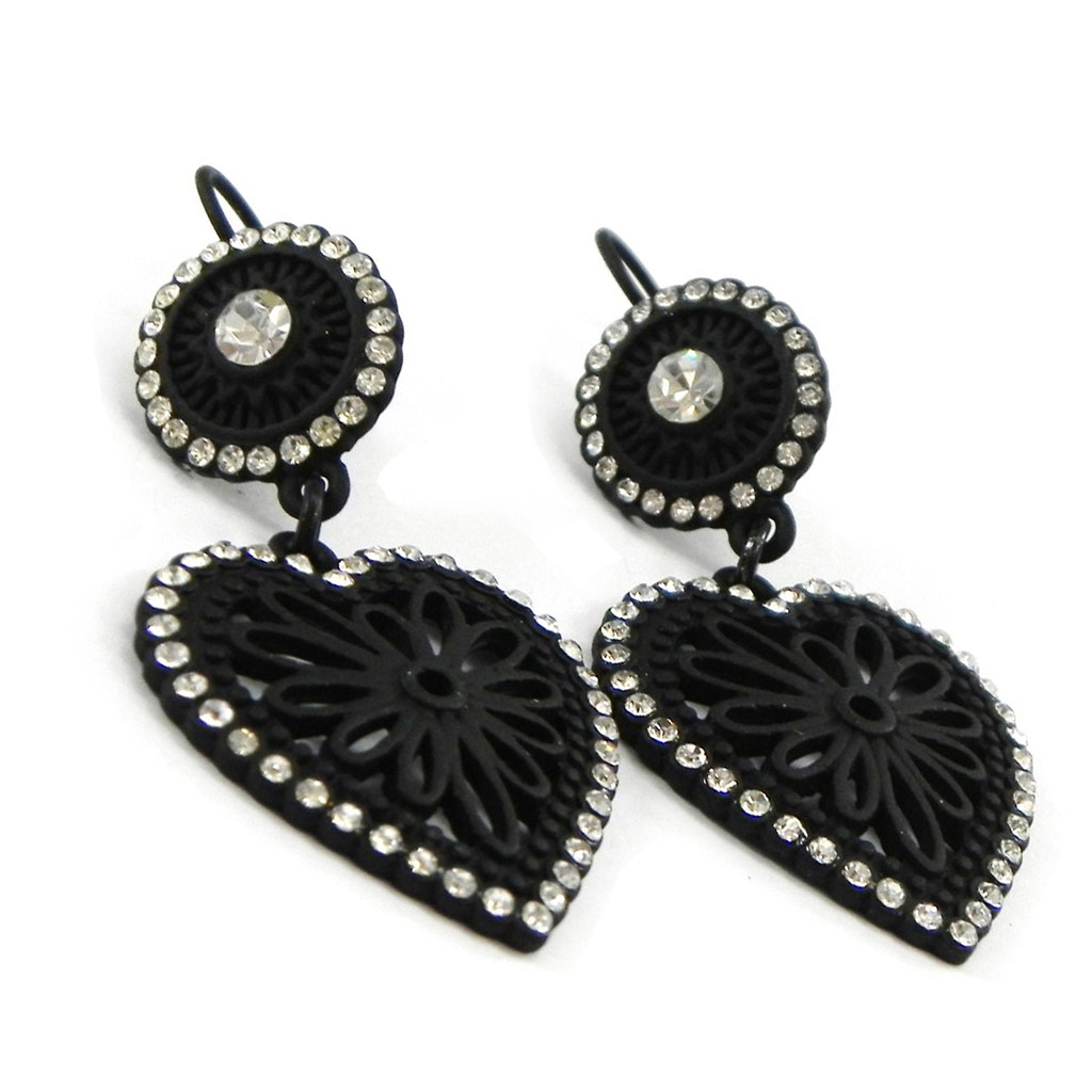 Dormeuses Créateur \'Carmen\' blanc noir - [I1500]
