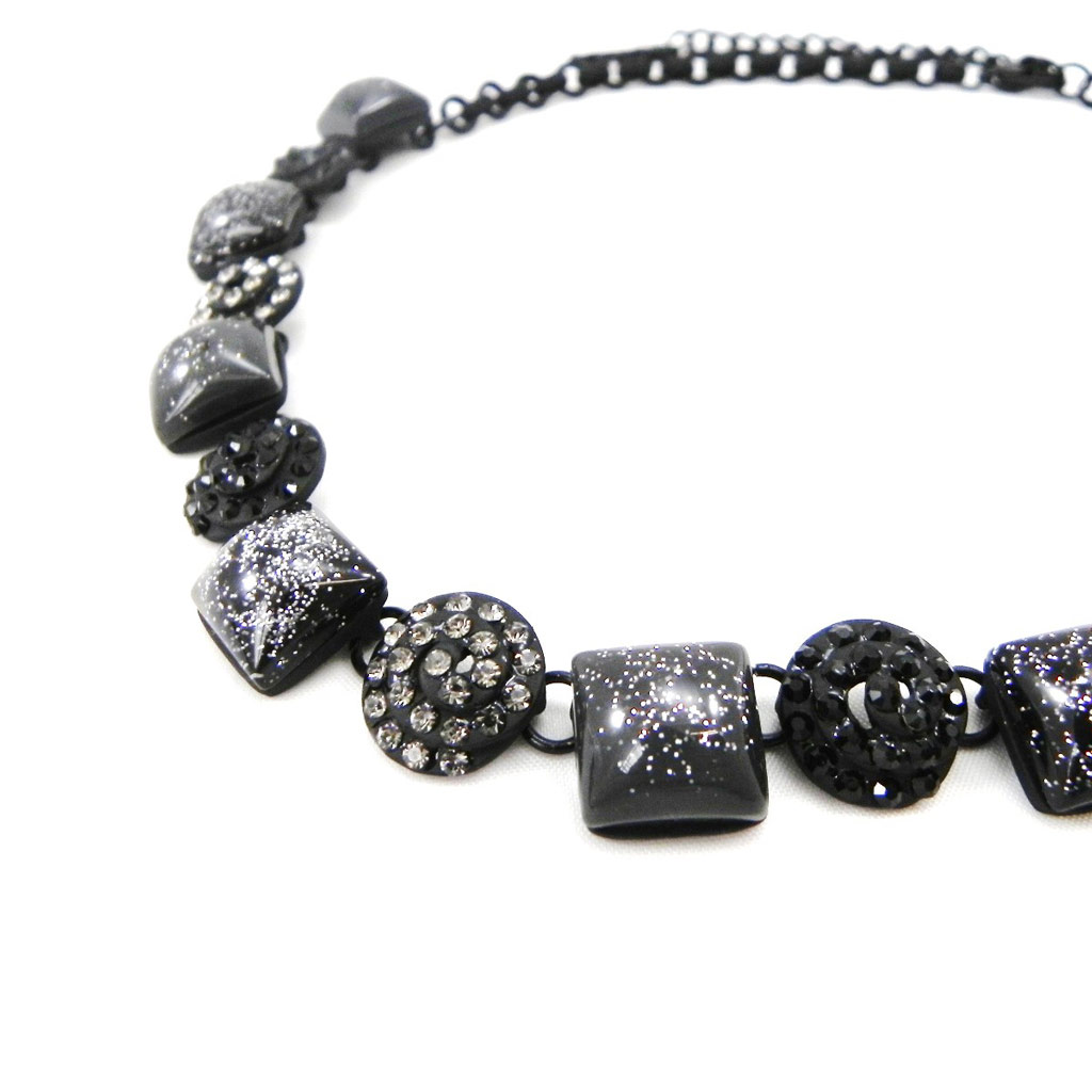 Collier Créateur \'Sissi\' gris noir - [I2179]