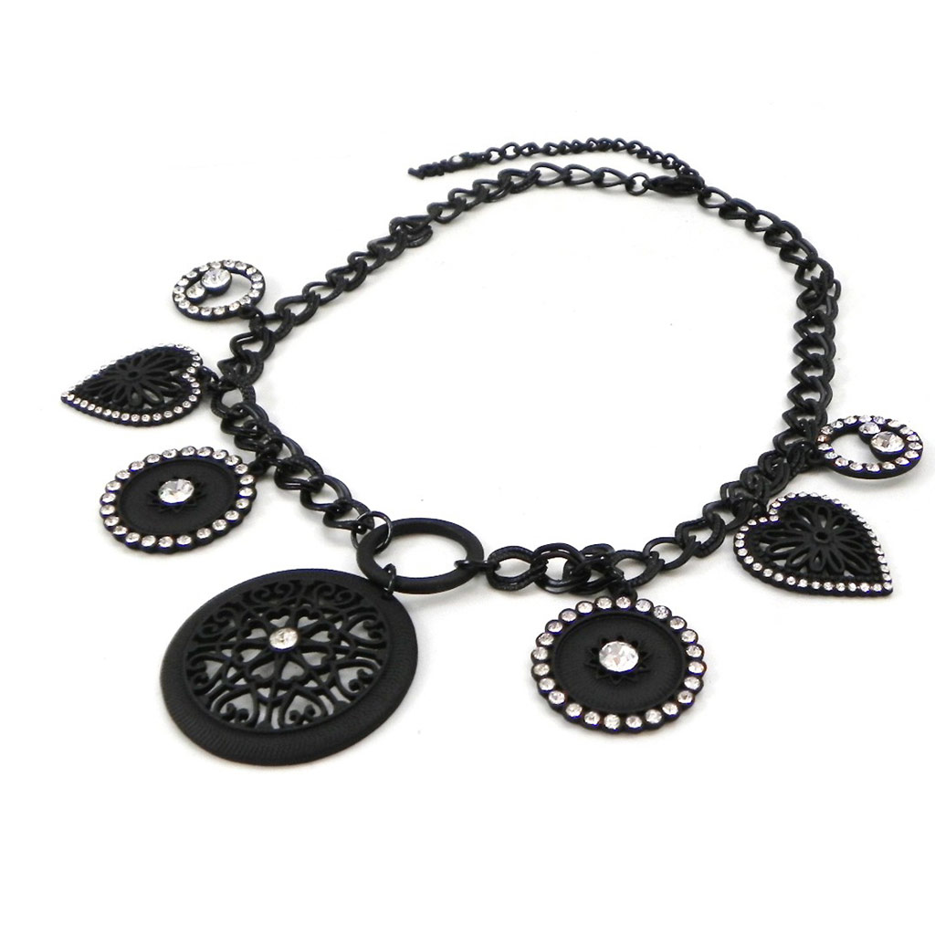 Collier Créateur \'Carmen\' noir blanc - [I2189]