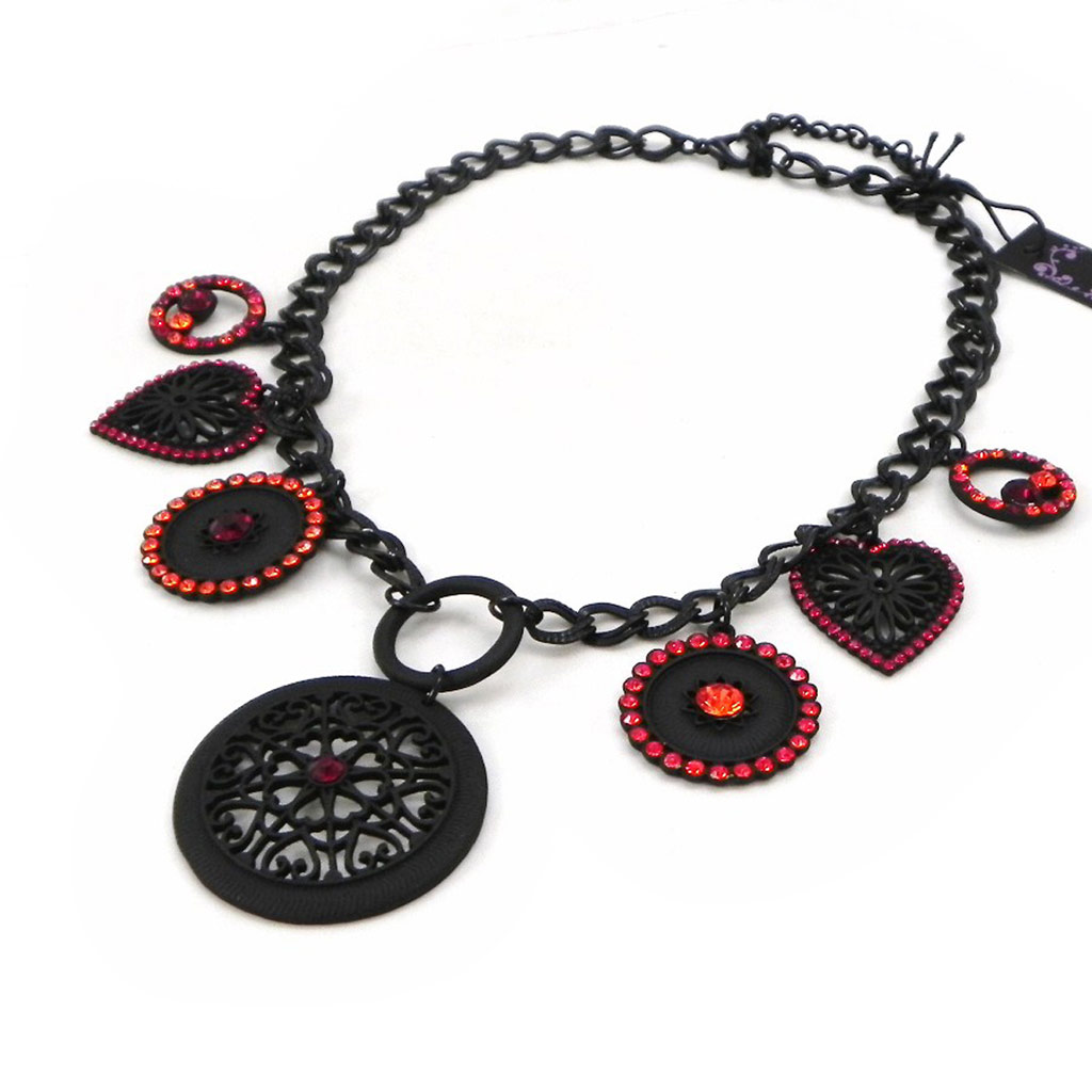 Collier Créateur \'Carmen\' noir rouge - [I2191]