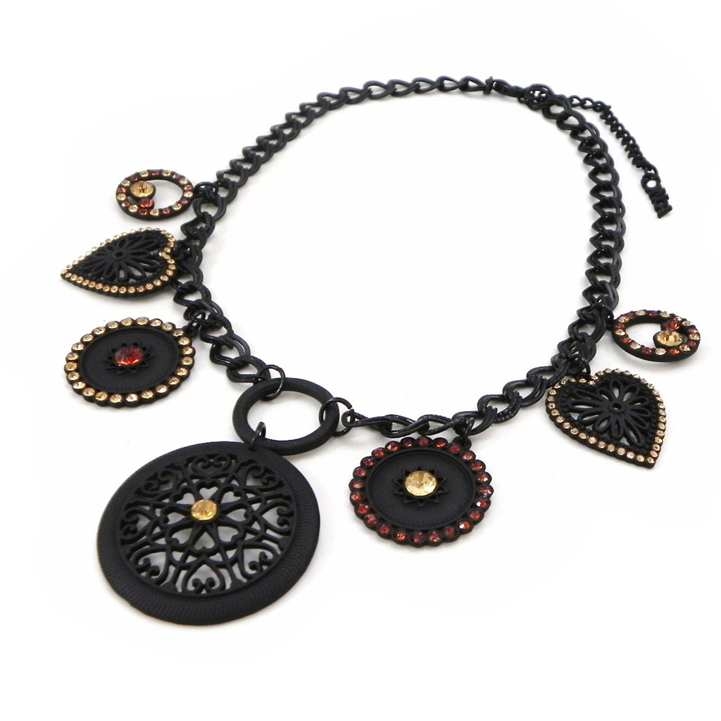 Collier Créateur \'Carmen\' noir marron - [I2192]