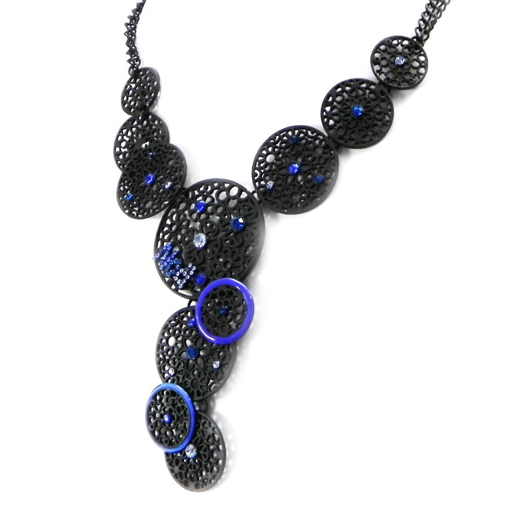 Collier Créateur \'Carmen\' bleu  - [I2208]