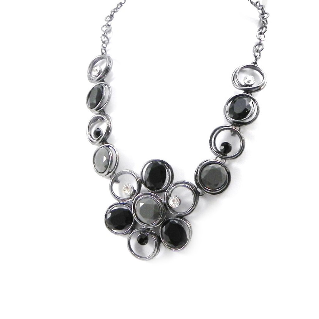 Collier Créateur \'Sissi\' noir gris - [I2212]