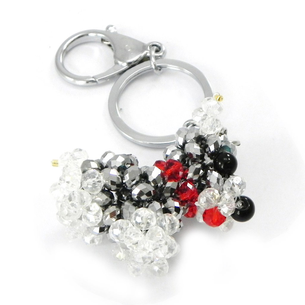 Porte-Clés Créateur \'Chien\' gris rouge - [I2733]