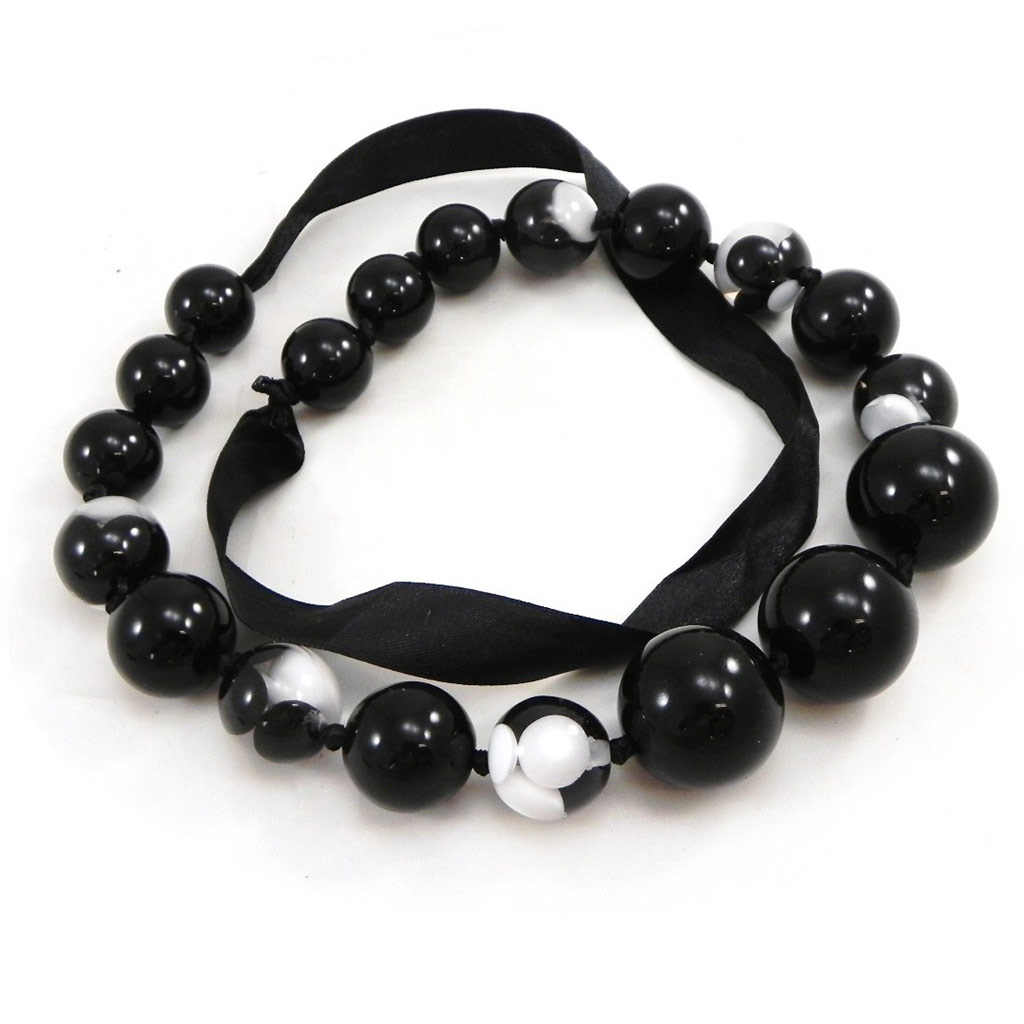 Sautoir Collier Créateur \'Kilimanjaro\' noir  - [I2741]