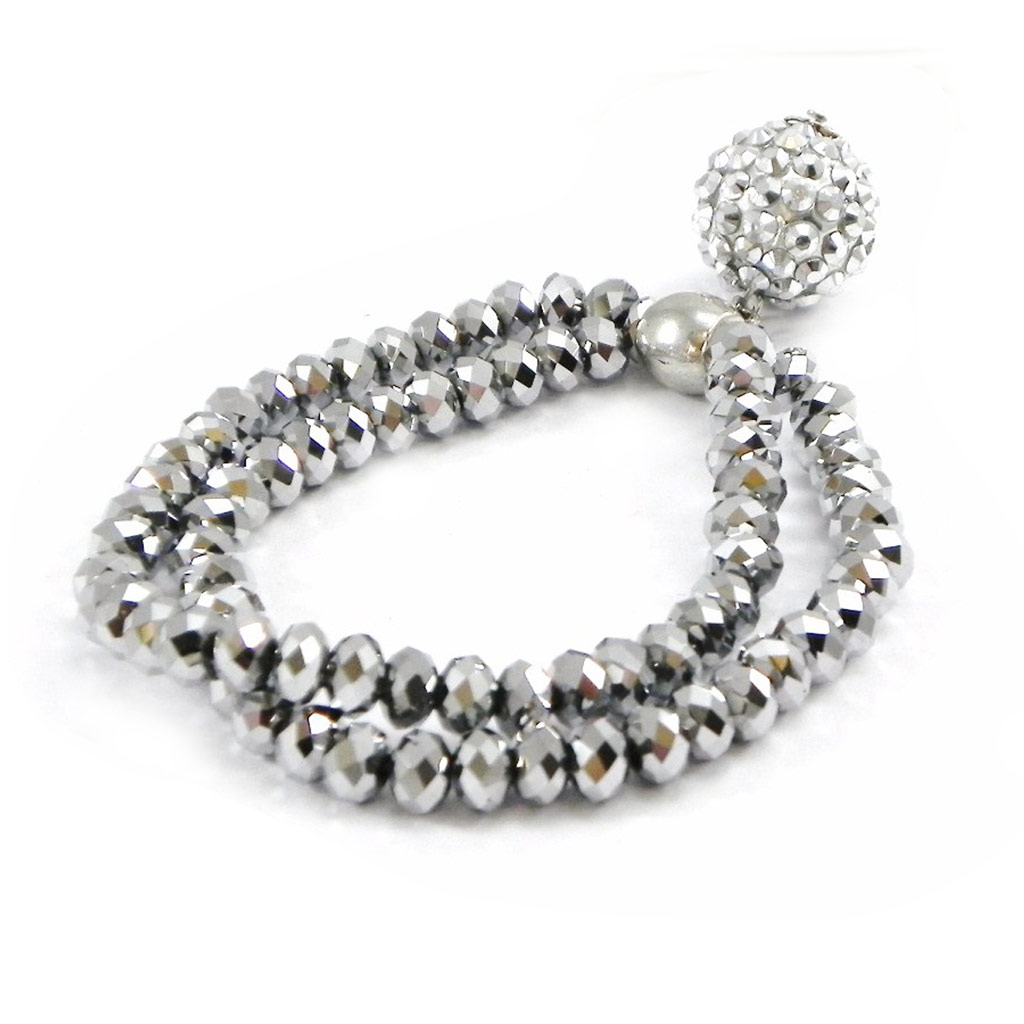 Bracelet créateur \'Sissi\' gris argenté - [I2754]