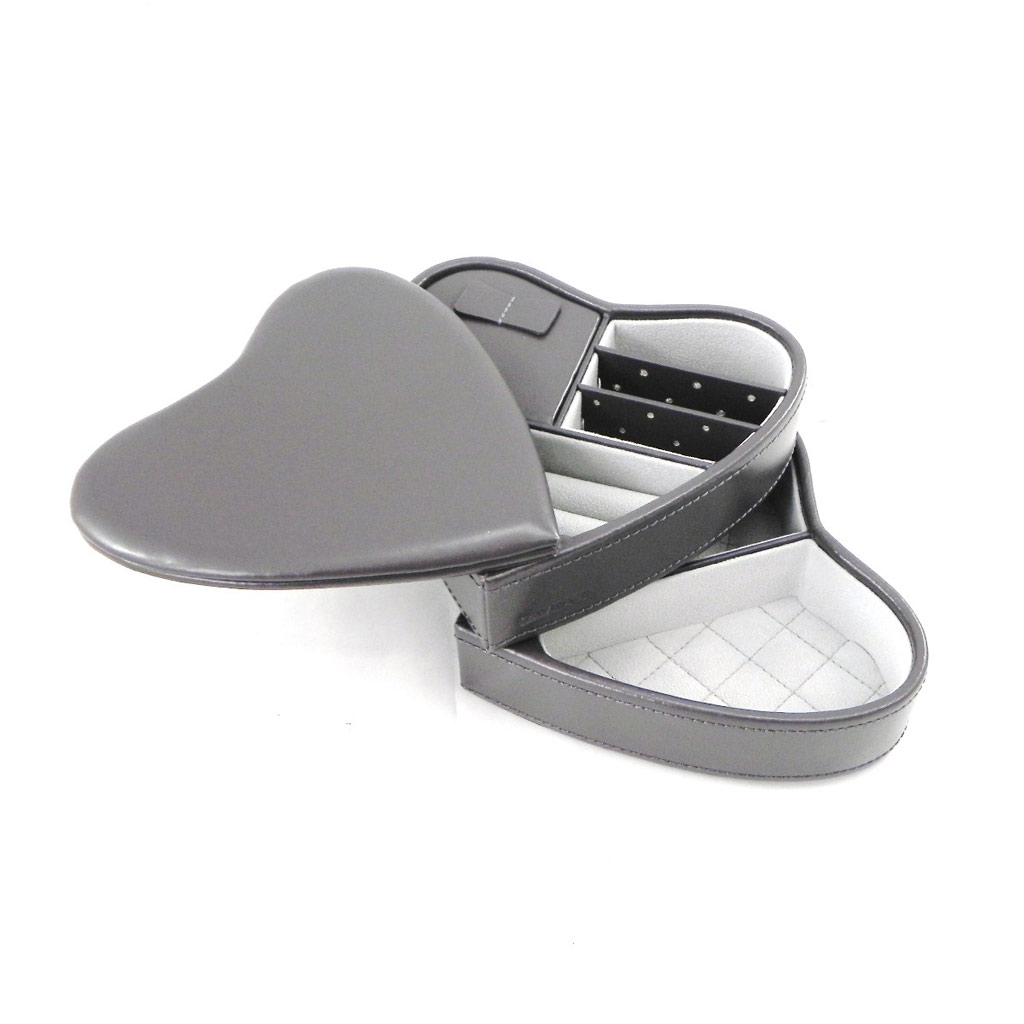 Coffret à Bijoux Cuir \'Love\' gris anthracite  - [I2851]
