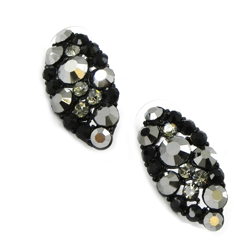 Boucles cristal de Bohème \'Sappho\' noir gris - [I3020]