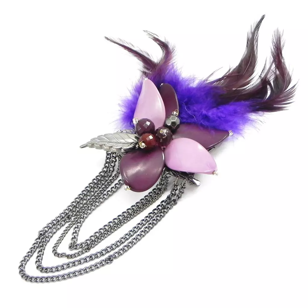 les trésors de lily Broche Créateur 'Cheyennes' violet [I4474]