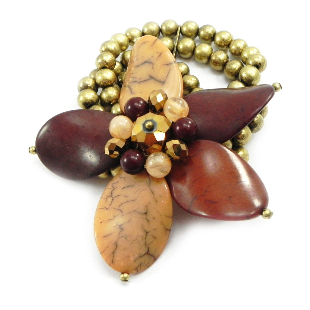 Bracelet créateur \'Cheyennes\' marron doré - [I4501]