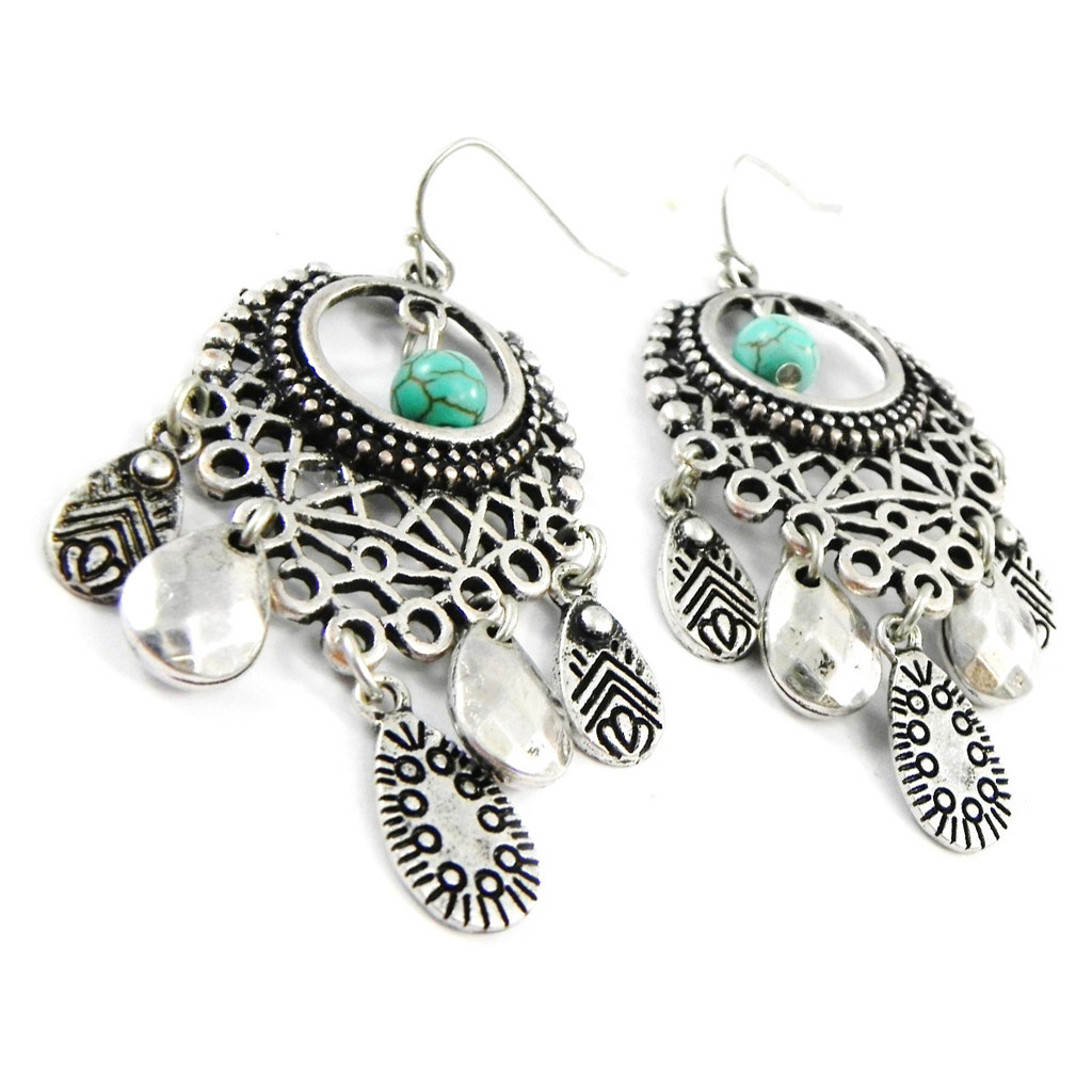 Boucles Créateur \'Cunégonde\' turquoise - [I4624]