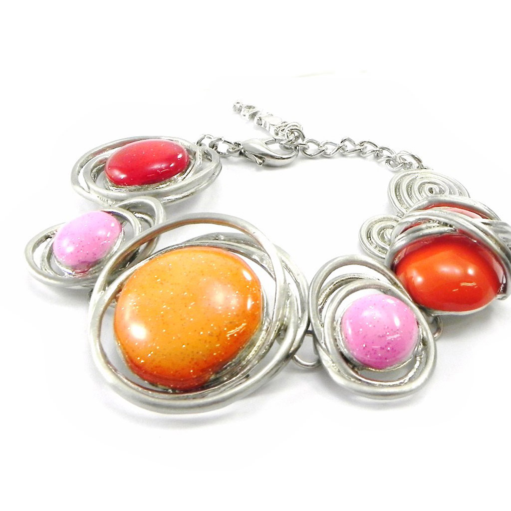 Bracelet Créateur \'Dragibus\' orange rose - [I4930]