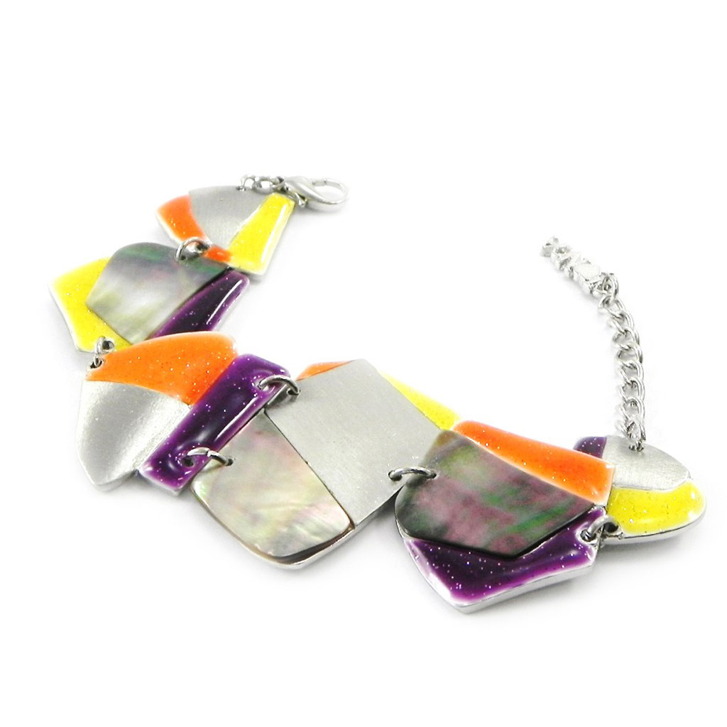 Bracelet Créateur \'Bora Bora\' violet jaune - [I5250]