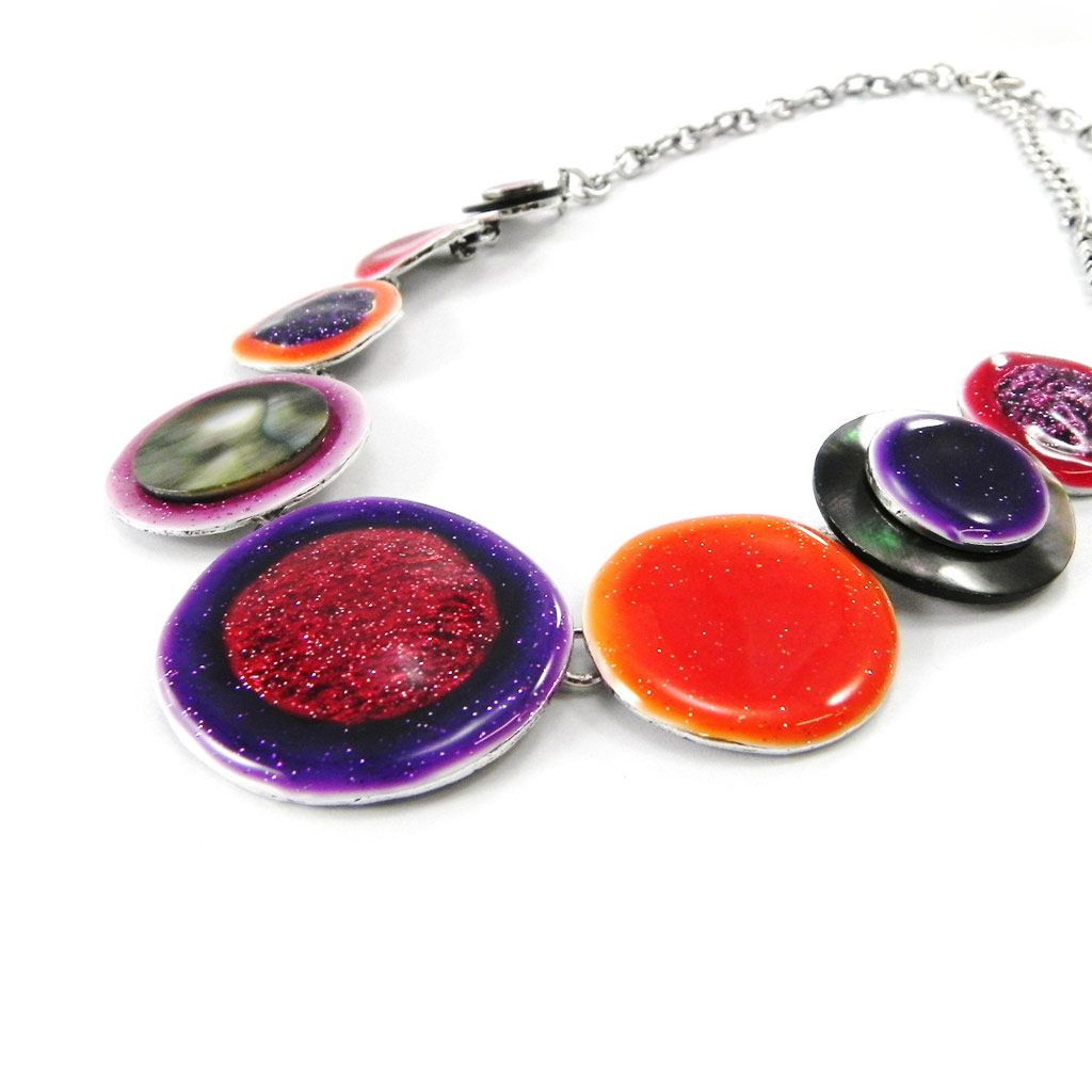 Collier Créateur \'Bora Bora\' rouge violet - [I5311]